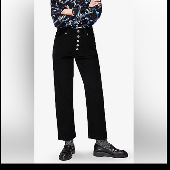 Black button front  straight leg jeans with top stitching - Picture 5 of 10